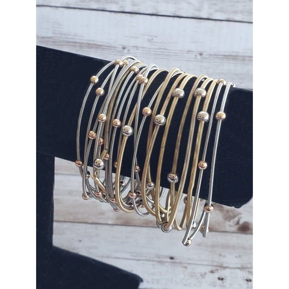 Vintage Bracelets - Set of Multi Tone Spring Stretch Bracelets